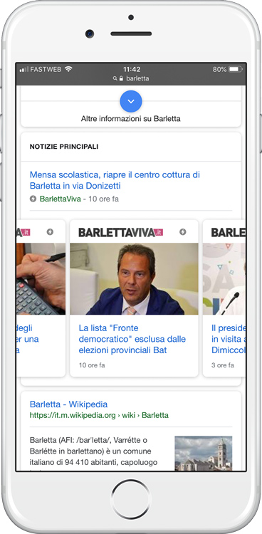 Notizie AMP sulle serp di Google